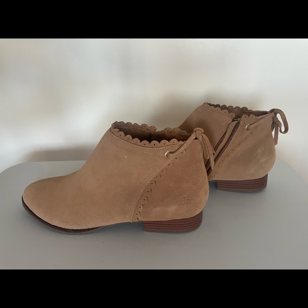 Jack Rodgers waterproof suede brown booties.
